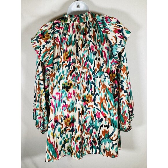 Marissa Blouse Ruffle Top Large Balloon Sleeve Colorful Flutter Y2K Boutique - Picture 7 of 9